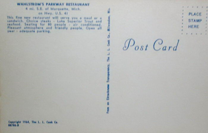 Wahlstroms Parkway Restaurant - Old Postcard (newer photo)